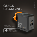 xiTix 2 Port GaN Wall Charger with up to 65W Power Delivery