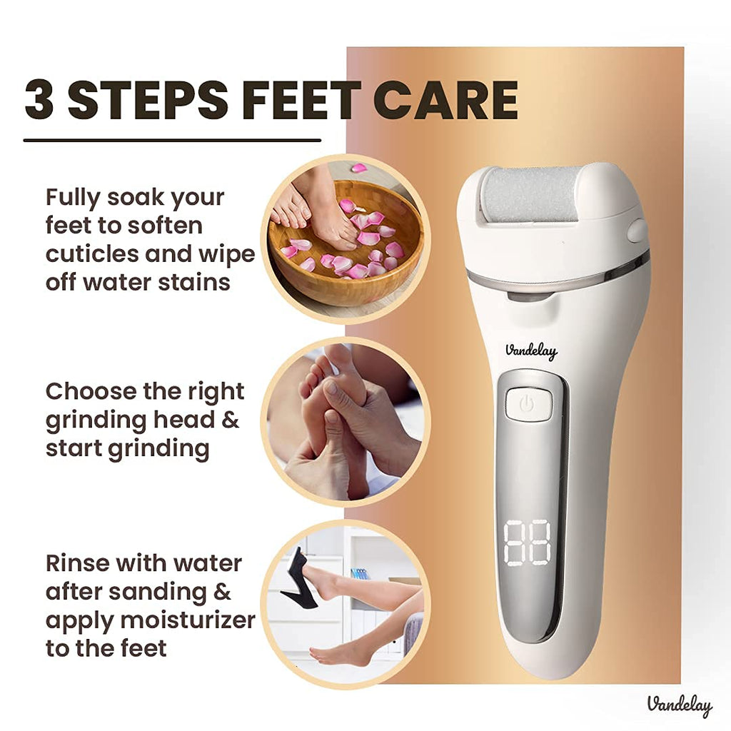 Vandelay CQR-FC800 Rechargeable Foot Callus Remover (White)